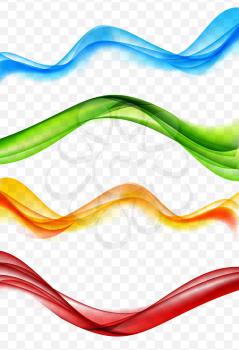 Abstract Colored Wave Set on Transparent  Background. Vector Illustration. EPS10