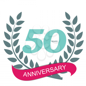 Template Logo 50 Anniversary in Laurel Wreath Vector Illustration EPS10