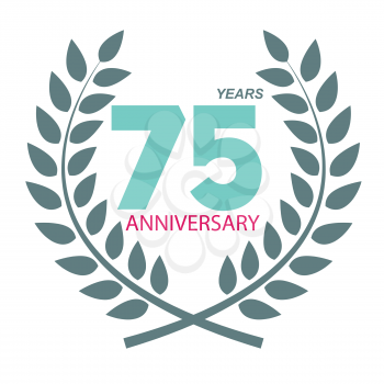 Template Logo 75 Anniversary in Laurel Wreath Vector Illustration EPS10