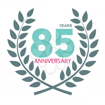 Template Logo 85 Anniversary in Laurel Wreath Vector Illustration EPS10