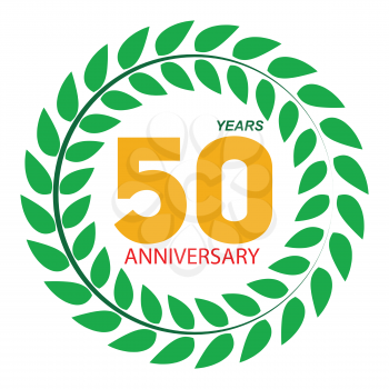 Template Logo 50 Anniversary in Laurel Wreath Vector Illustration EPS10