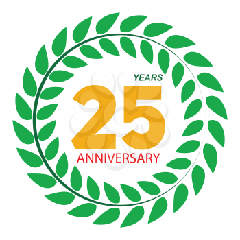 Template Logo 25 Anniversary in Laurel Wreath Vector Illustration EPS10