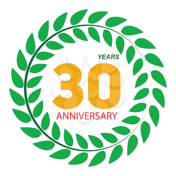 Template Logo 30 Anniversary in Laurel Wreath Vector Illustration EPS10