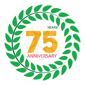 Template Logo 75 Anniversary in Laurel Wreath Vector Illustration EPS10