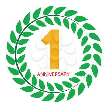 Template Logo 1 Anniversary in Laurel Wreath Vector Illustration EPS10