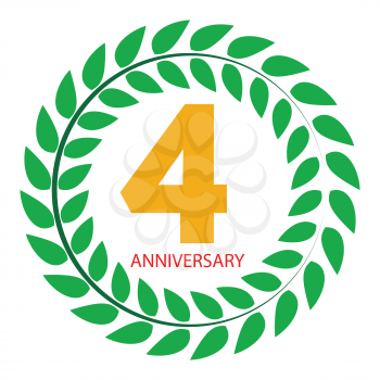 Template Logo 4 Anniversary in Laurel Wreath Vector Illustration EPS10