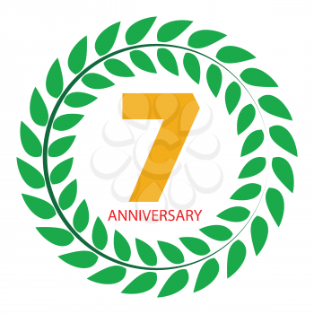 Template Logo 7 Anniversary in Laurel Wreath Vector Illustration EPS10
