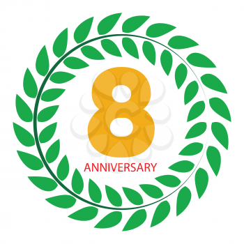 Template Logo 8 Anniversary in Laurel Wreath Vector Illustration EPS10
