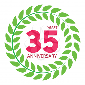 Template Logo 35 Anniversary in Laurel Wreath Vector Illustration EPS10