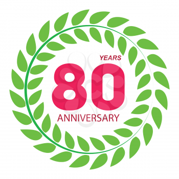 Template Logo 80 Anniversary in Laurel Wreath Vector Illustration EPS10