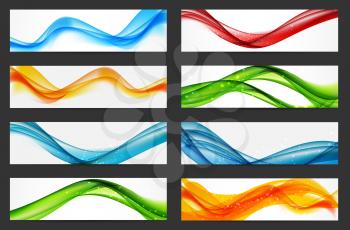 Abstract Colored Wave Header Background Set. Vector Illustration. EPS10