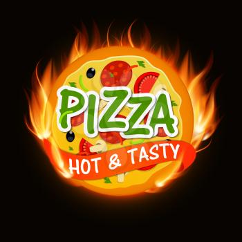 Hot Fire Pizza Icon Menu Template Vector Illustration EPS10