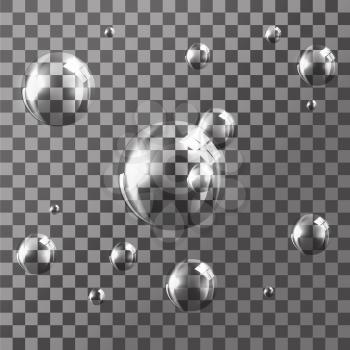 Transparent bubbles on Gray Background. Vector Illustration. EPS10