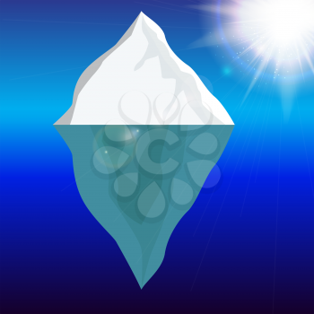 Cold Iceberg in Ocean Under Sun Shine. Vector Illustration. EPS10