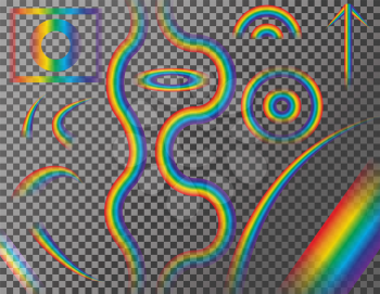 Natural Rainbow of Different Shapes on Transparent Background. Vector Illustration. EPS10