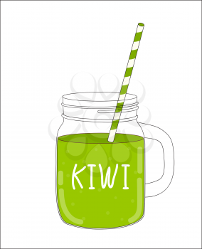 Fresh Kiwi Smoothie. Healthy Food. Vector Illustration EPS10