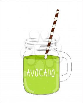 Fresh Avocado Smoothie. Healthy Food. Vector Illustration EPS10