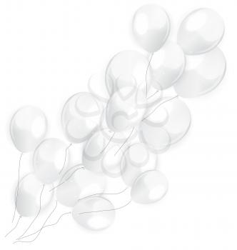 White Balloons, Isolated on White Vector Illustration. EPS10