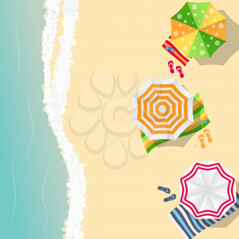 Summer Time Background. Sunny Beach in Flat Design Style Vector Illustration EPS10