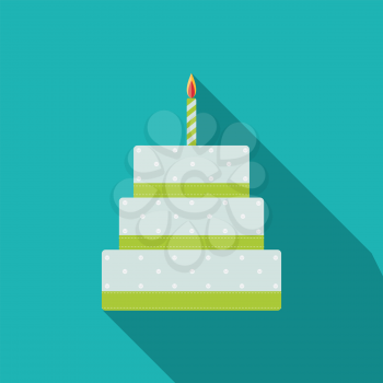 Birthday Cake Flat Icon for Your Design, Vector Illustration Eps10