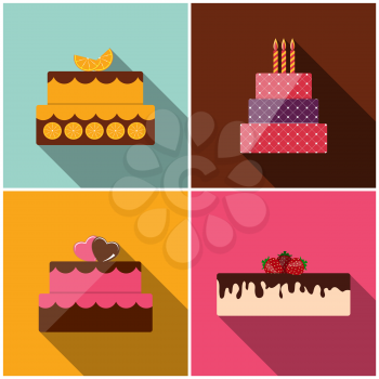 Birthday Cake Flat Icon for Your Design, Vector Illustration Eps10