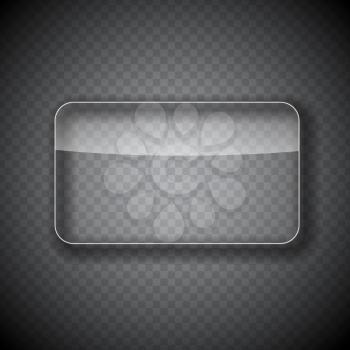 Glass Frame, Rectangular Button on Checkered  Abstract Transparent Background. Vector Illustration. EPS10