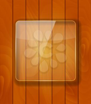 Glass Frame on Checkered  Abstract Woody Background. Vector Illustration. EPS10