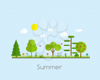 Summer Time Background in Modern Flat Design Vector Illustration EPS10