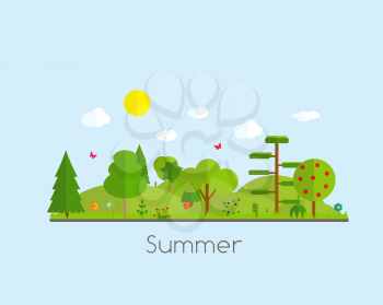 Summer Time Background in Modern Flat Design Vector Illustration EPS10
