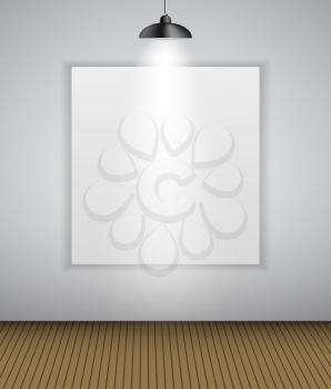 Abstract Gallery Background with Lighting Lamp and Frame. Empty Space for Your Text or Object. EPS10