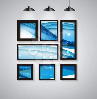 Abstract Gallery Background with Frame and Beautiful Wave. Vector Illustration EPS10