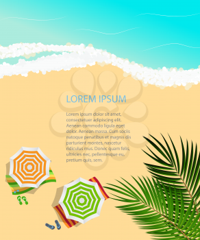 Summer Time Background. Sunny Beach in Flat Design Style Vector Illustration EPS10
