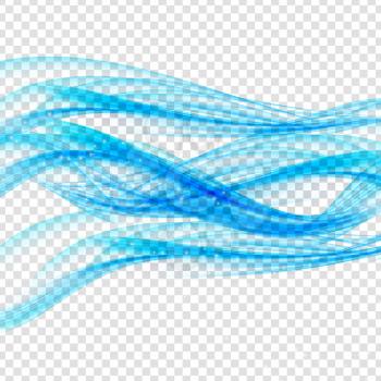 Abstract Blue Wave Set on Transparent  Background. Vector Illustration. EPS10