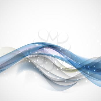 Abstract Gray and Blue Wave on Light Background. Vector Illustration. EPS10