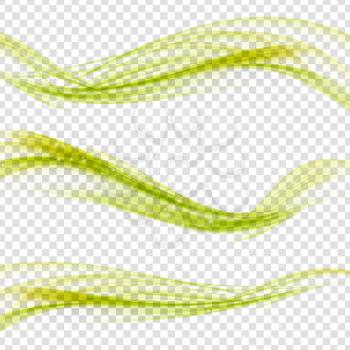 Abstract Green Wave Set on Transparent  Background. Vector Illustration. EPS10