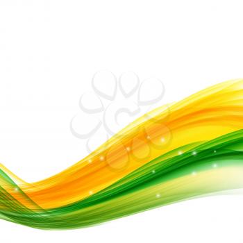 Waves of color flag of Brazil on White Background. Vector Illustration. EPS10