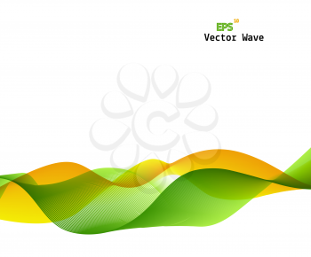 Abstract Green and Yellow Wave on Background. Vector Illustration. EPS10