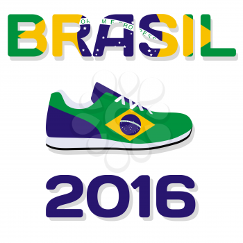 Sign Sport country with flag of Brazil with inscription in Portuguese. Vector Illustration. EPS10
