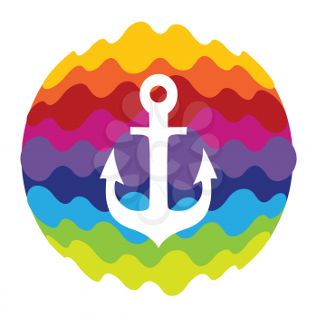 Sea Anchor Rainbow Color Icon for Mobile Applications and Web EPS10
