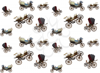 Old Wagon for the Horses. Seamless pattern. Isolated on White Background. EPS10