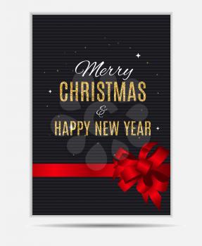 Merry Christmas and New Year Gold Glossy Background. Vector Illustration EPS10