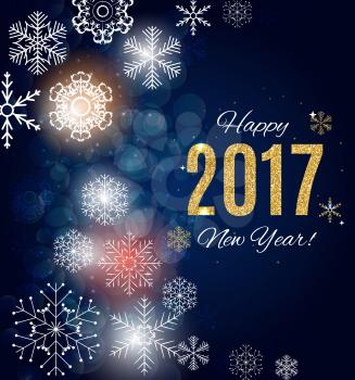 2017 Happy New Year Gold Glossy Background. Vector Illustration EPS10