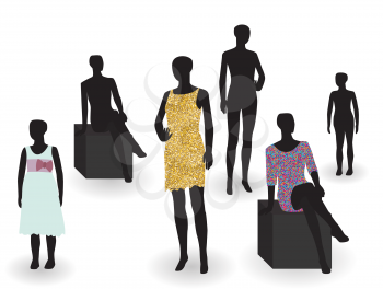 Beauty and fashion. Mannequin in clothes and without. Vector Illustration. EPS10