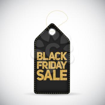Black Friday Sale Black Label with Golden Letters Vector Illustration EPS10