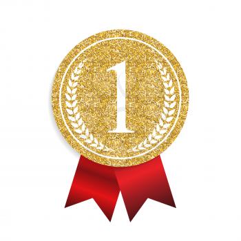 Art Golden Medal Icon Sign First Place. Vector Illustration EPS10
