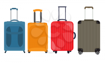 Suitcase, Travel Bag Flat Icon Set Collection. Vector Illustration EPS10