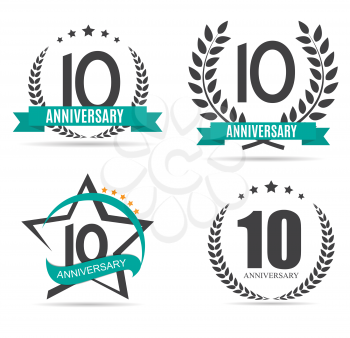 Template Logo 10 Years Anniversary Set Vector Illustration EPS10