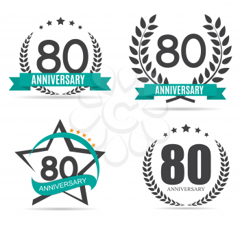 Template Logo 80 Years Anniversary Vector Illustration EPS10