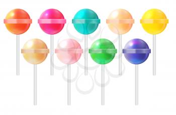 Realistic Sweet Lollipop Candy Set on White Baclground. Vector Illustration EPS10