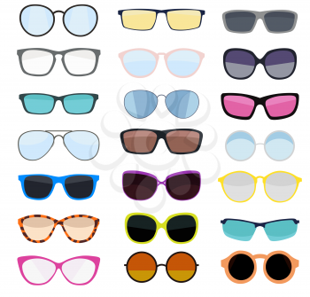Hipster Summer Sunglasses Fashion Glasses Collection Isolated on White Vector Illustration EPS10
